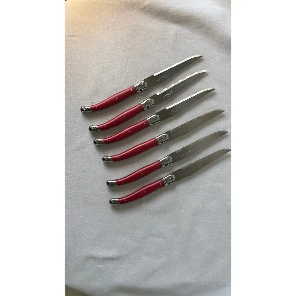 French Modern Laguiole  Stainless Steel Charcoal Gray Resin Steak Knives Set  6